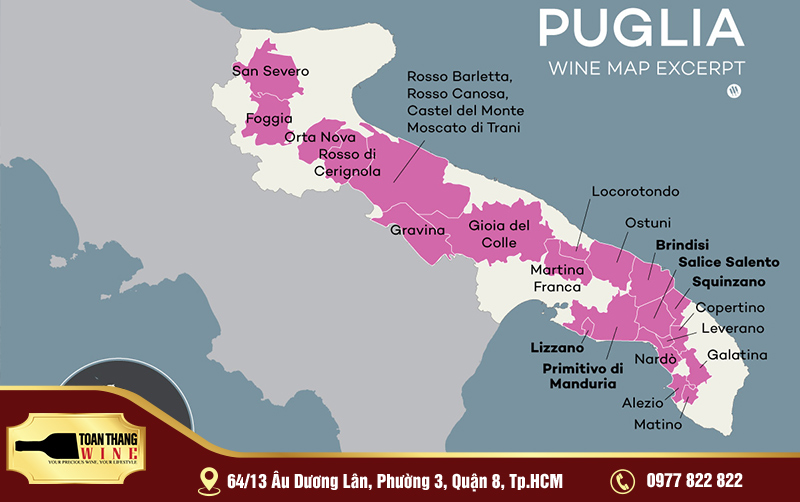 vùng rượu vang puglia ý